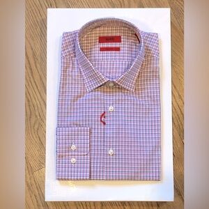holiday gift! Hugo Boss NWT Men’s Sharp Fit Shirt, red/blue/wh plaid, 16.5-36/37